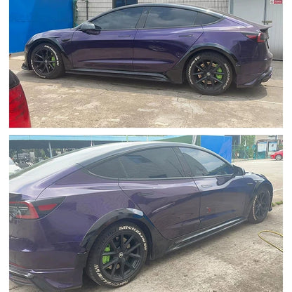 Stick-on HIgh Gloss Finished Widebody Wheel Arches Front & Rear Flared Fender Strip Trimming for Tesla Model 3 2017 - ?