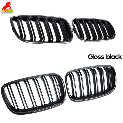 Front Bumper Grill Carbon Fiber Framed Trim Grille Black for BMW 2007-2013 E70 X5 X5M 2008-2014 E71 E72 X6 X6M xDrive30i 35i 50i