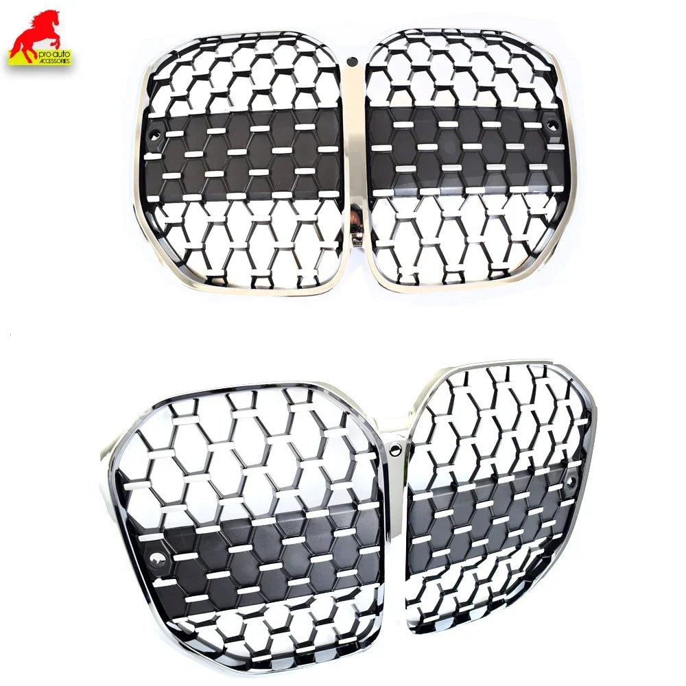 G22 Front Kidney Grill Silver Grille Replacement for 2021 -2026 BMW 4 Series G23 Convertible G26 I4 Gran Coupe 420i 440i Grrills