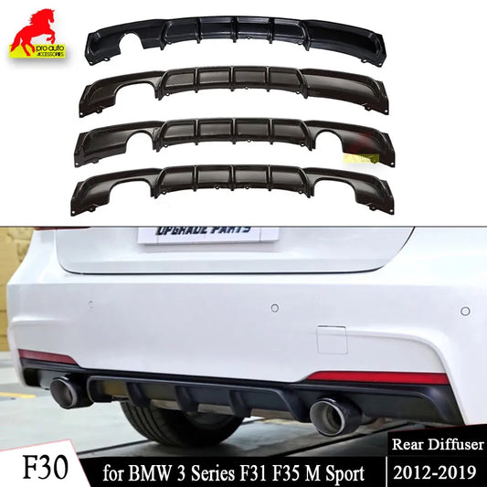 Rear Bumper Exhaust Diffuser Lip Spoiler for BMW 3 Series F30 F31 F35 M Sport 2012 - 2019 Glossy Black Body Kit Car Accessories