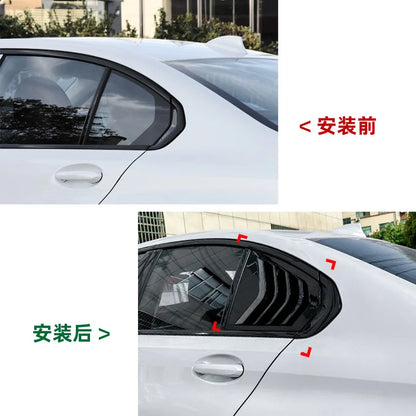 Car Rear Window Triangle Blinds Trim Cover Louver Stickers for BMW 3 Series G20 2019+ 320i 325i 330i Carbon Fiber Car Styling