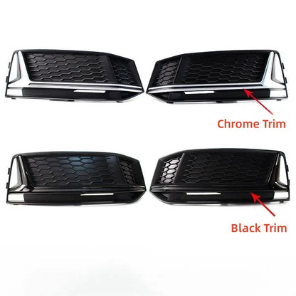 Fog Light Frame Cover Front Bumper Lamp Grille For Audi A4L B9 S4 Sport Style 2016-2018 Black Silver ABS Front Grill Car Styling