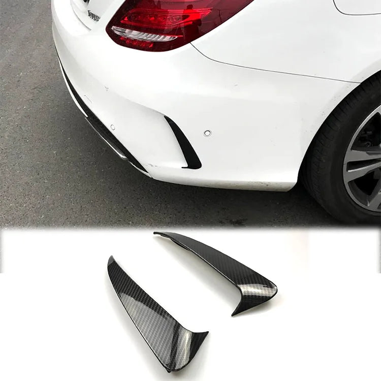 2PCS Rear Bumper Splitter Spoiler For Mercedes Benz C Class W205 C43 C63 AMG 2015-2019 4-door Sedan Strips Trim Cover Sticker