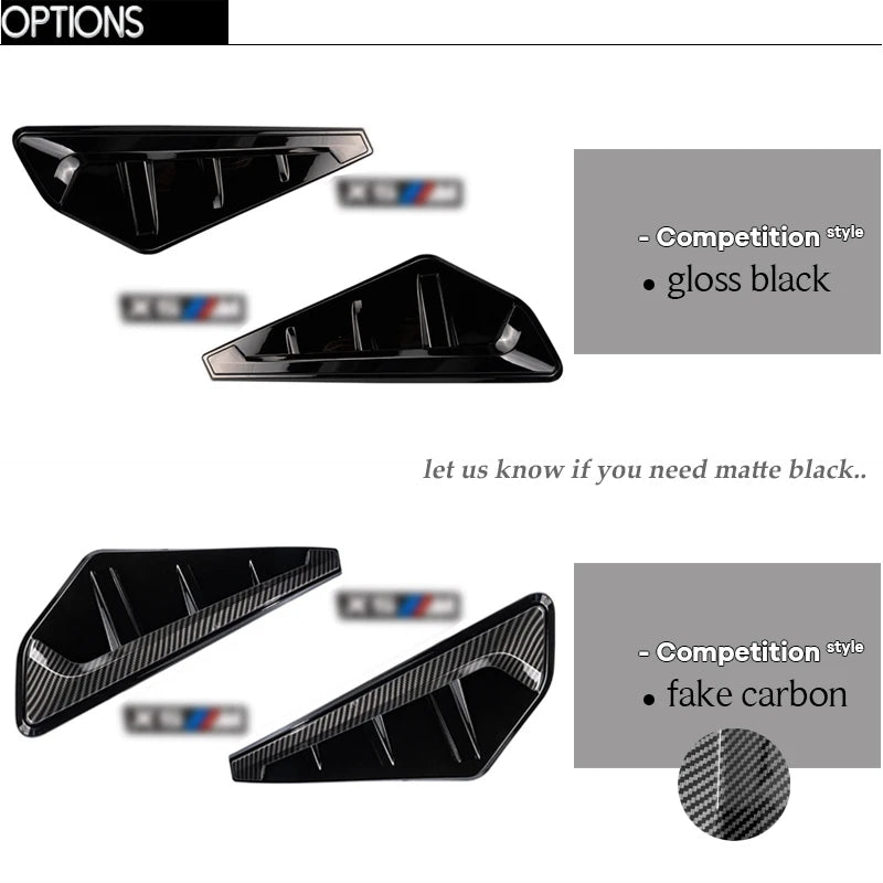 1 Pair High Gloss Glazing Black Fender Air Vent Trim Carbon Fiber Printing for Pre-fcelifted BMW X5 G05 Pre-LCI 2019 - 2022