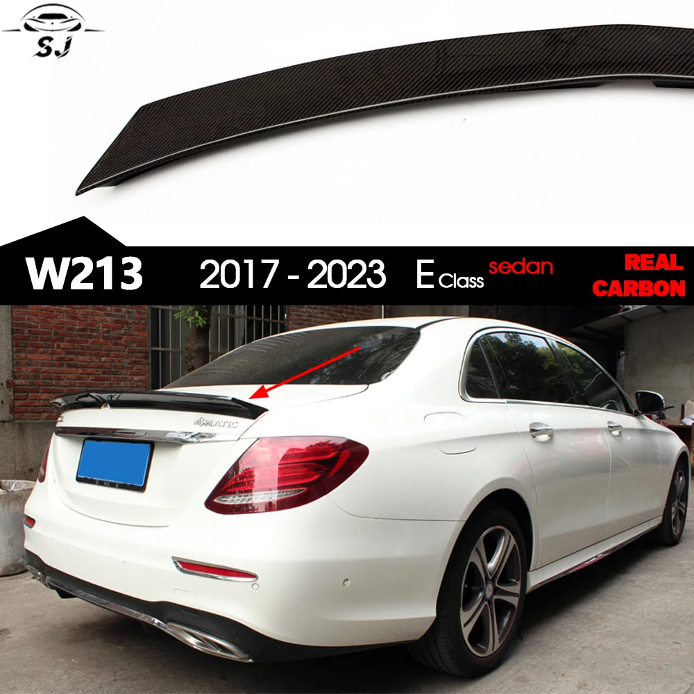 V-shape Carbon Fiber Trunk Spoiler for Mercedes E Class W213 4-Door Sedan 2017 - 2023 E200 E220 E250 E300 E350 E400 E43 E63 AMG