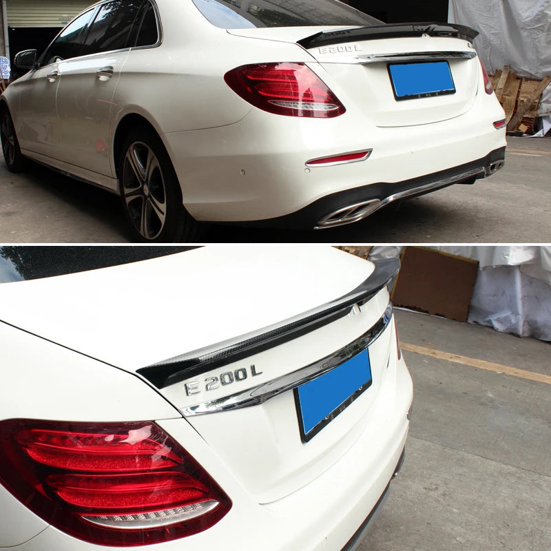 V-shape Carbon Fiber Trunk Spoiler for Mercedes E Class W213 4-Door Sedan 2017 - 2023 E200 E220 E250 E300 E350 E400 E43 E63 AMG