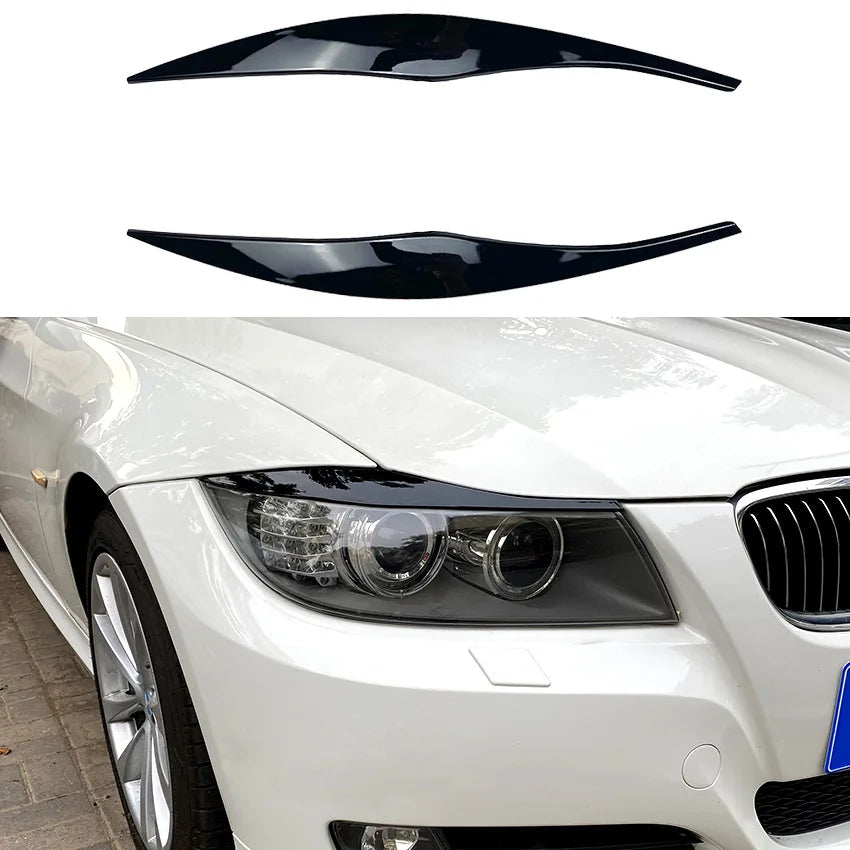 1 Pair Car Front Headlight Eyelid Eyebrow Trims Eyelash Black Stickers For BMW 3 Series E90 E91 320i 330i 2005-2012 Eyebrows