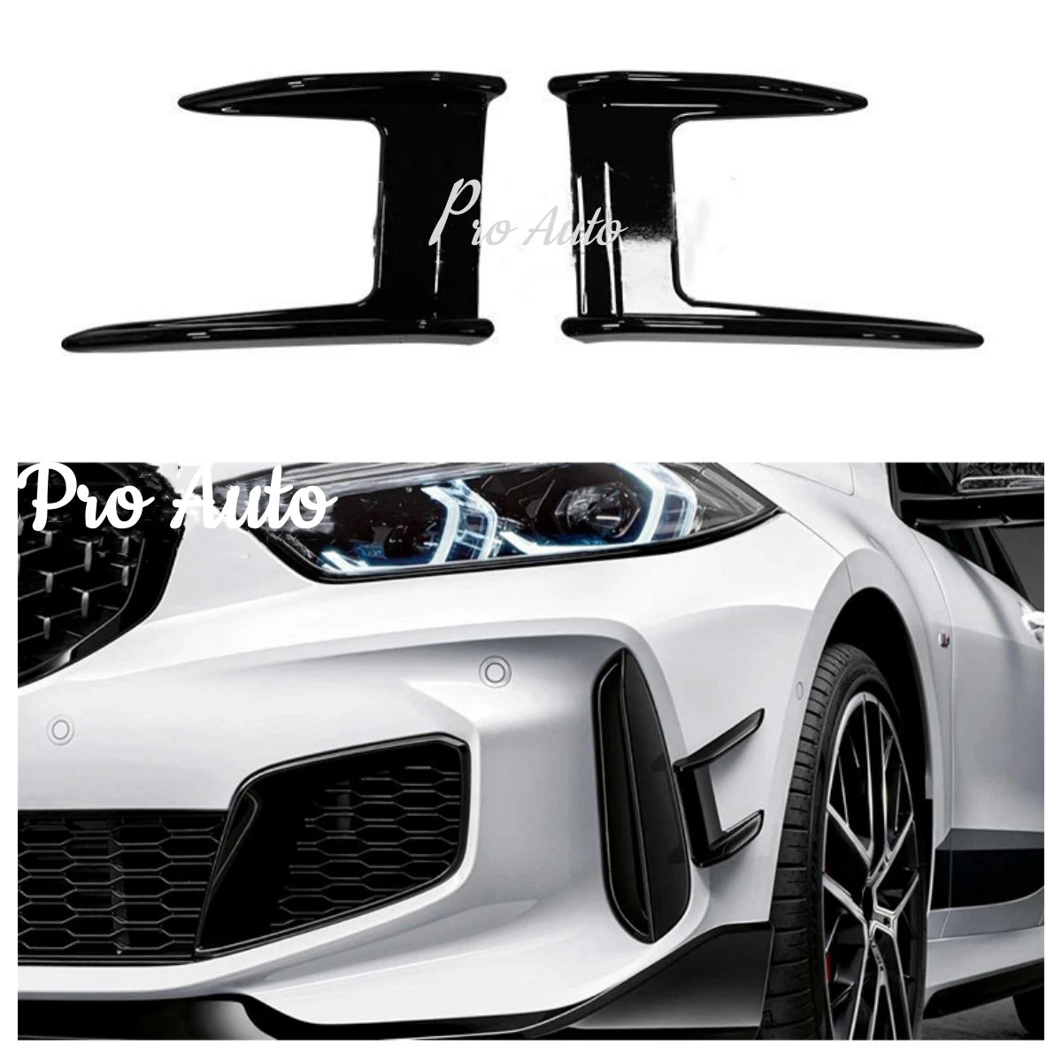 2 Pcs Black Car Canards Front Bumper Splitter for BMW 1 Series F40 2019-2022 ABS Plastic Car Sticker Auot Styling Accessories