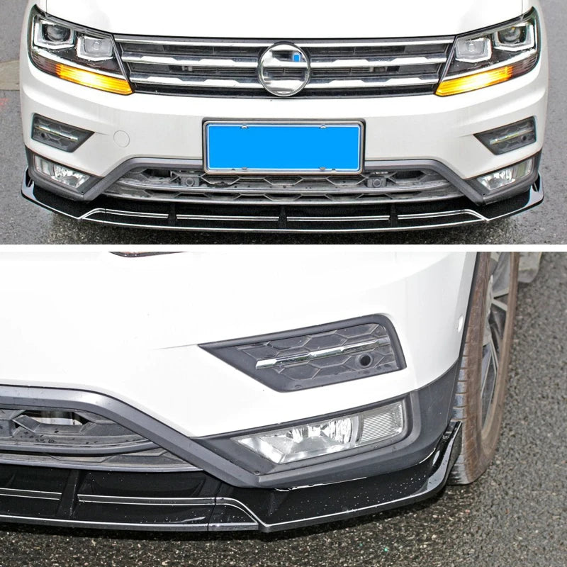 Carbon Fiber Printing Front Bumper Lip Spoiler Protector for VW Volkswagen Tiguan 2nd Geration Pre-facelifed AD BW 2017 - 2019