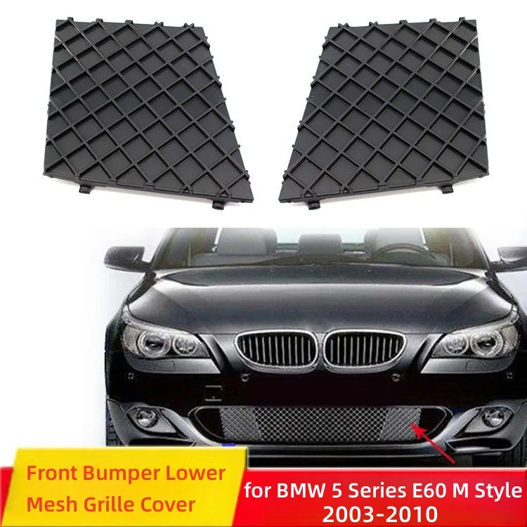 One Pair Black Front Bumper Cover Lower Mesh Grille Grill Trim For BMW 5-Series E60 E61 M Sport 2003-2010  ABS Plate Trim Cap