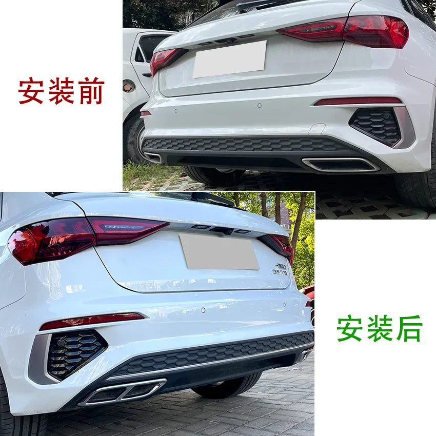 1 Set Rear Bumper Diffuser Lip Spoiler Air Outlet Exhaust Strip Cover Trim for Audi A3 8Y S Line Sportback Sedan 2021+ Stickers