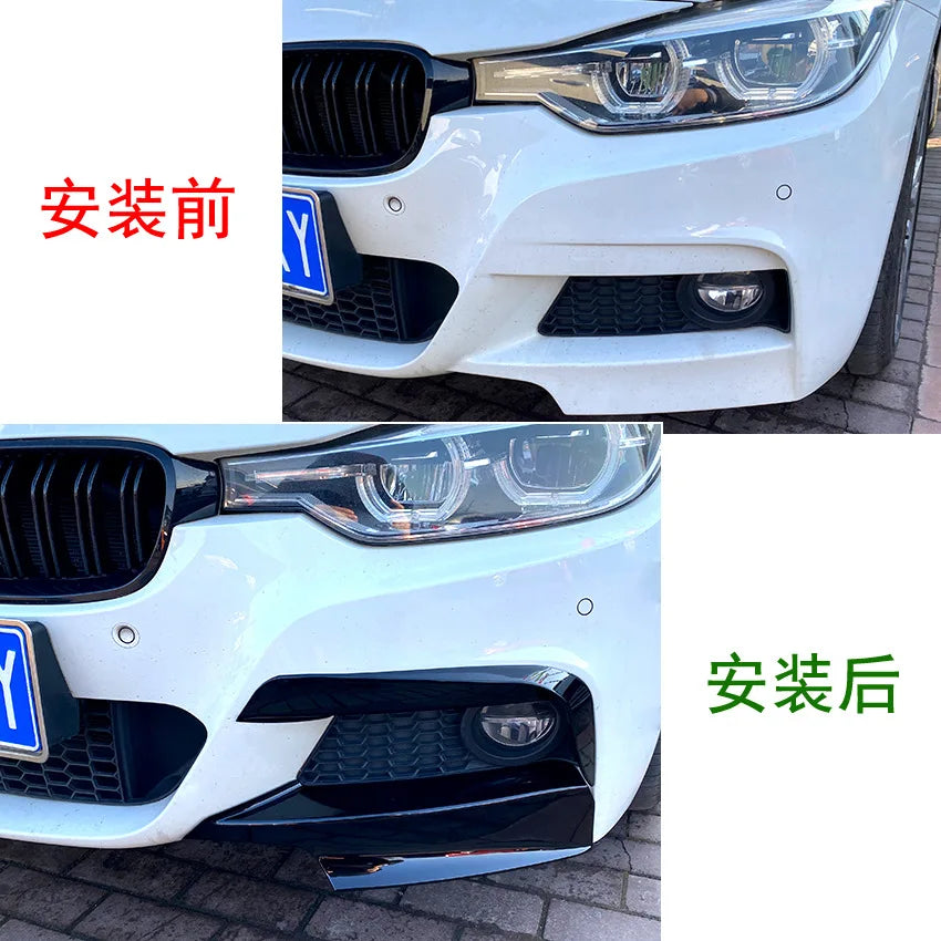 Car Front Bumper Canards Splitter Diffuser for BMW 3 Series F30 M Pack 320i 325i 2013-2019 Fog Lamp Cover Trim Spoiler Body Kit