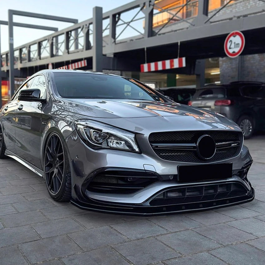 C117 Auto Front Bumper Lip for Mercedes Benz CLA Class CLA200 260 CLA45 AMG 2016-2019 Body Kit Guards Car Styling Accessories