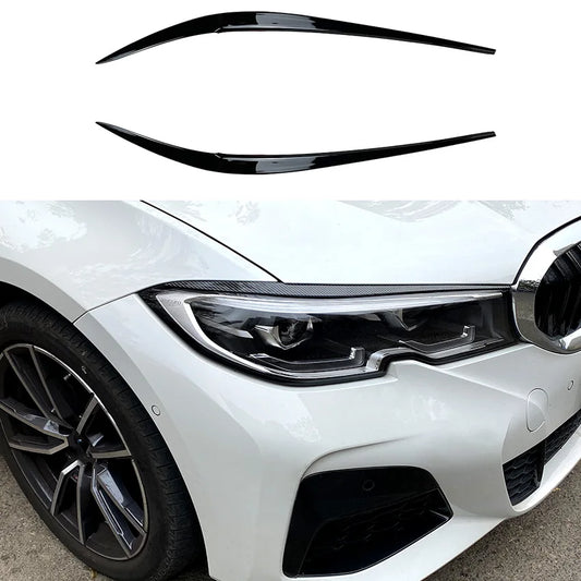 2PCS Car Headlights Eyebrow Eyelids For BMW 3 Series G20 G28 Sedan 320i 325i 330i Pre-Facelift 2019-2022 ABS Trim Cover Sticker