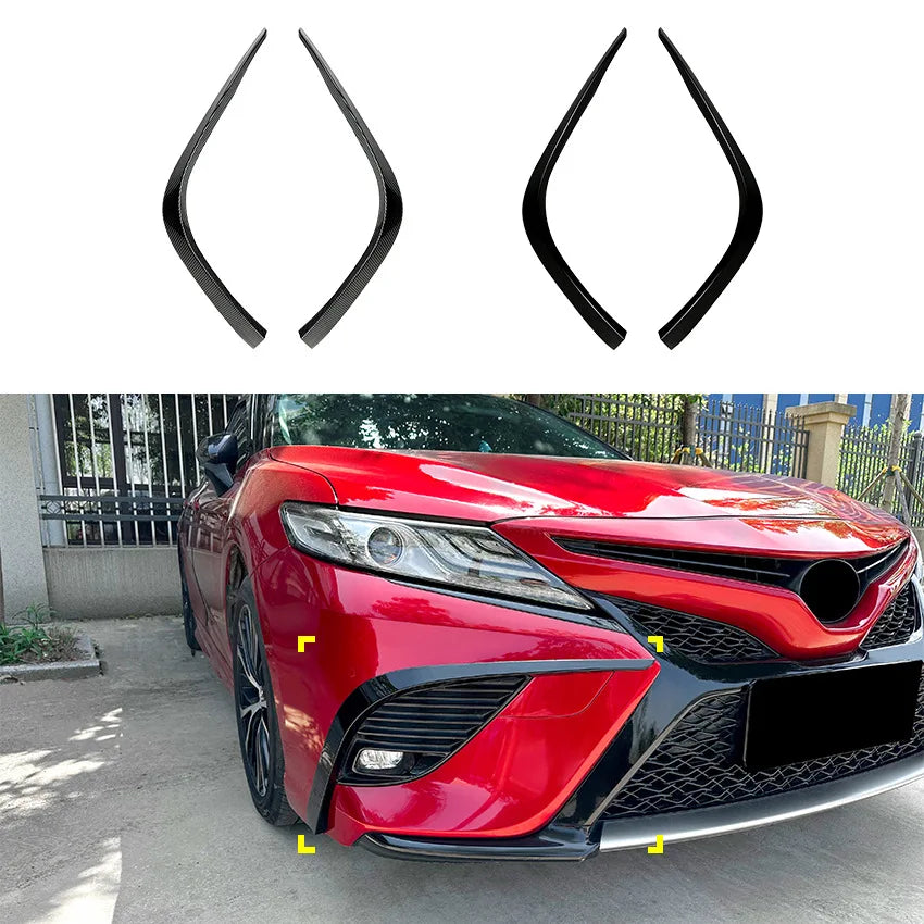 2Pcs Black Headlight Eyebrow Eyelids Cover Trim For the 8th Generation Camry 2018-2020 Sprot Style Front Bumper Canards Stickers