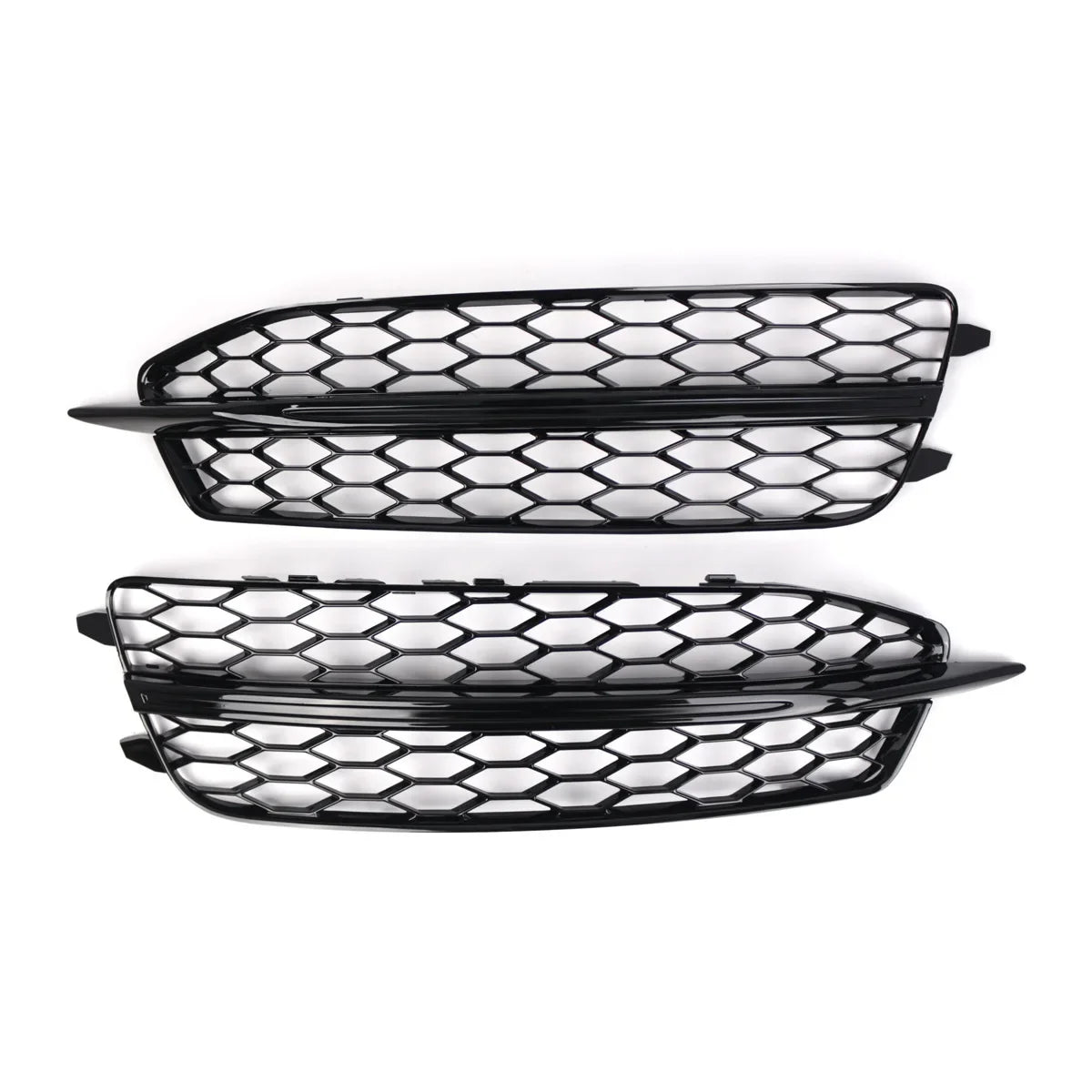 2 Pcs Bright Black Lower Grille Front Fog Light Frame for Audi A6 C7 2012-2014 Sport Style Honeycomb Cover Grill Car Styling