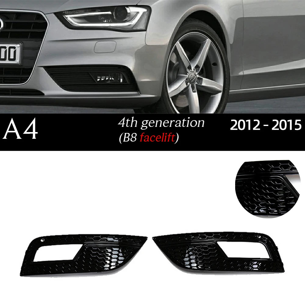 1 Pair Replacemennt Front Bumper Black Fog Light Case for Audi A4 S4 B6 8E B7 B8 8K B8.5 B9 8W B9.5 Fog Light Grille Fog Frame