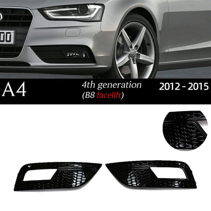 1 Pair Replacemennt Front Bumper Black Fog Light Case for Audi A4 S4 B6 8E B7 B8 8K B8.5 B9 8W B9.5 Fog Light Grille Fog Frame