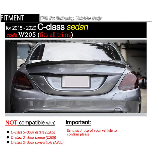 W205 Spoiler, Autoclave Dry Carbon Fiber Rear Trunk Spoiler for Mercedes C Class 2015 - 2020 4-Door C200 C300 C400 C450 C43 C63