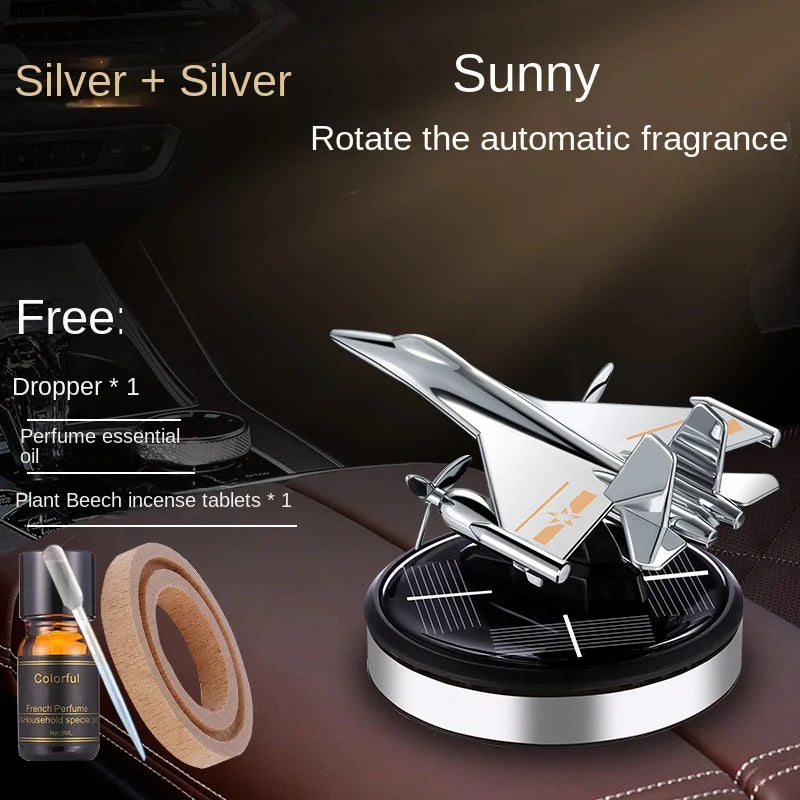 Solar Car Air Freshener Fighter Fragrance Auto Helicopter Modeling Decoration Interior Accessories Rotating Perfume Diffuser