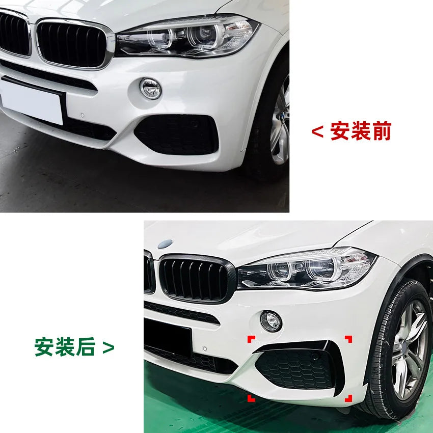 2 PCS Glossy Black Canards Front Bumper Splitter Cover Trim for BMW X5 F15 M Sport 2014-2018 Spoiler Car Stickers Accessories