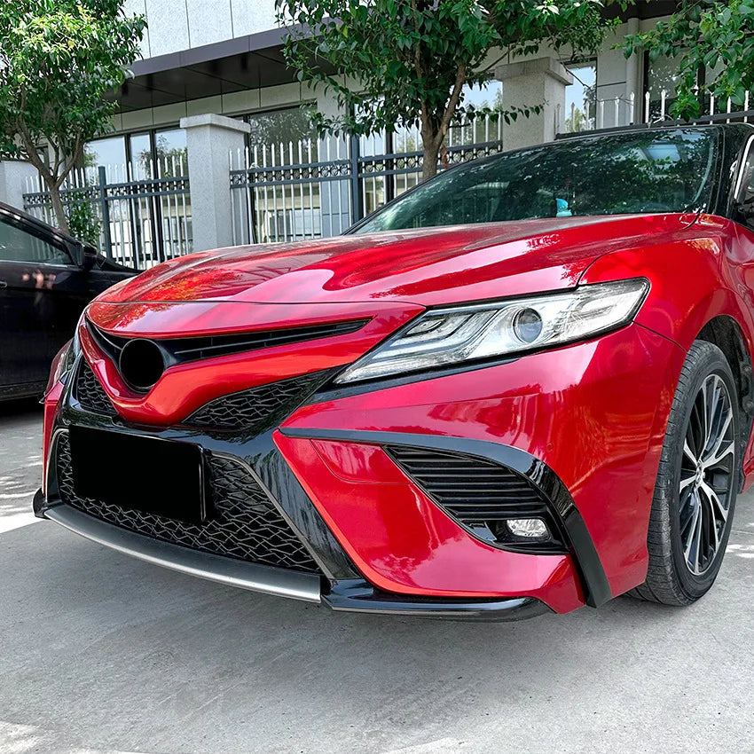 2Pcs Black Headlight Eyebrow Eyelids Cover Trim For the 8th Generation Camry 2018-2020 Sprot Style Front Bumper Canards Stickers