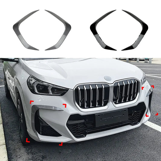 2 Pcs Car Styling Front Bumper Spoiler Canard Decoration Cover Trim for BMW X1 U11 M Sport 2023+ Glossy Black Stickers Splitter