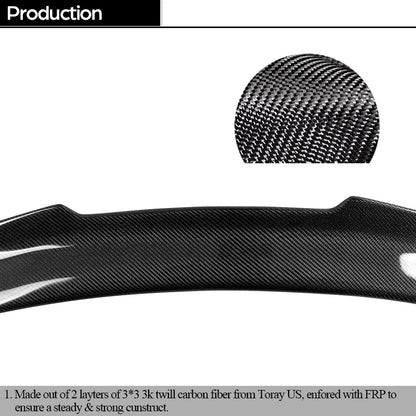 3*3 3K Twill Weave PSM High-kick Carbon Fiber Rear Trunk Deck Lid Spoiler Aerodynamic Boot Wing for BMW 2015 - 2020 M4 Coupe F82