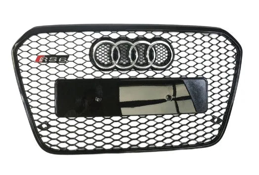 Front Bumper Grille Honeycomb Mesh Grills for Audi RS6 Grill A6 A6L Modification to RS6 2013-2015 with Emblem Car Accessories