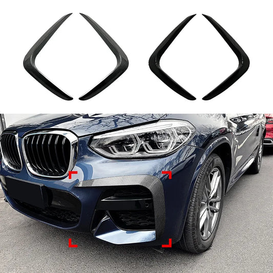 Rear Bumper Canard Flaps Spoiler Cover for BMW X3 X4 G01 G02 2018-2021 M Sport Style Carbon Fiber Canards Splitter Air Vent Trim