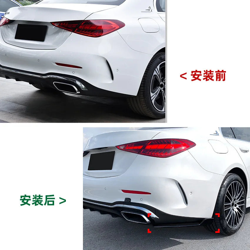 Rear Bumper Canard Splitter Diffuser Side Spoiler Cover for Mercedes Benz C-Class W206 C200 C260 C300 AMG 2022+ Car Accessories