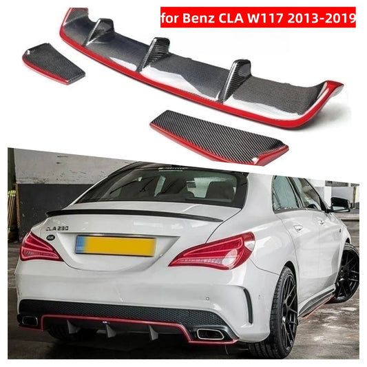 W117 Carbon Fiber Rear Bumper Cover Trim Spoiler Lip Diffuser for Mercedes Benz Sport Style CLA180 CLA200 CLA250 CLA45 AMG 13-19