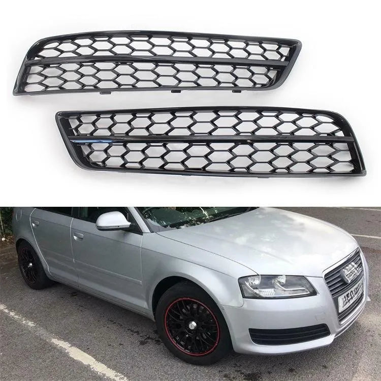 2 Pcs Honeycomb Mesh Front Fog Light Grill Trim Frame Fog Lamp Grille Cover for Audi A3 2009-2013 ABS Plastic Car Accessories