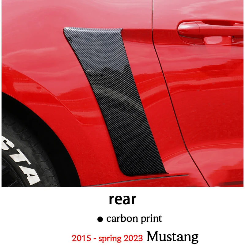 Front Rear Black Carbon Fiber Print Fender Vent Trim Exterior Custom Tuning Decoration for 2015 - Spring 2023 Ford Mustang 6th