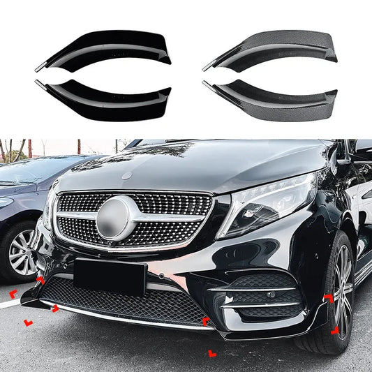 2Pcs Front Bumper Lip Splitter Body Kit for Mercedes Benz V Class W447 V260 AMG Line Spoiler Scratch Protector Car Accessories