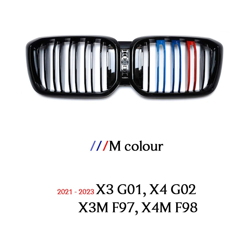 M40i Style Carbon Black ///M Colour Front Bumper Kidney Grille for BMW X3 X4 X3M X4M G01 G02 F97 F98 2021 - 2023