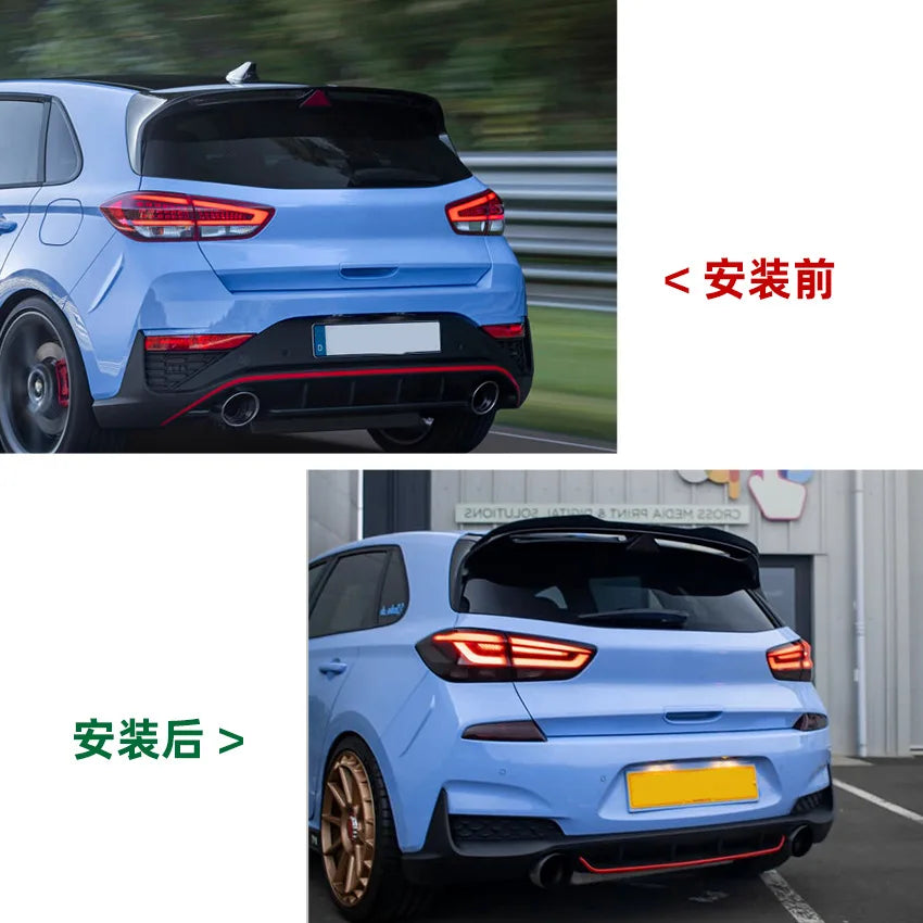 Glossy Black Rear Roof Trunk Wing Spoiler Kit for Hyundai I30N MK3 2017+ Tail Wing Splitter Car Styling Exterior Modification