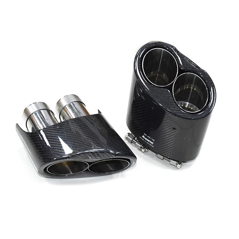 Car Rear Bumper Turbo Muffler Exhaust Tips Pipe for Audi S-Class A3 A4L A5 A6L A7 Up To RS6 R8 Carbon Fiber Stainless Steel Pipe