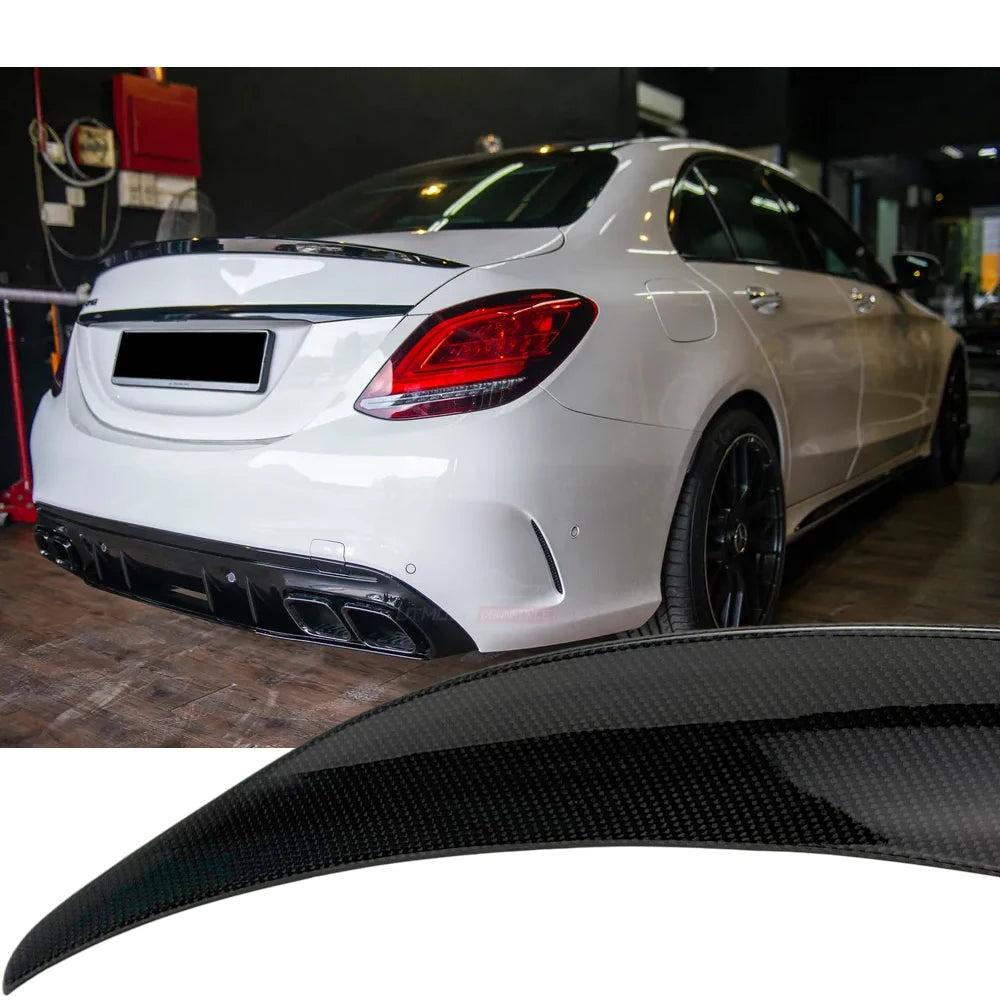 W205 Spoiler, Autoclave Dry Carbon Fiber Rear Trunk Spoiler for Mercedes C Class 2015 - 2020 4-Door C200 C300 C400 C450 C43 C63
