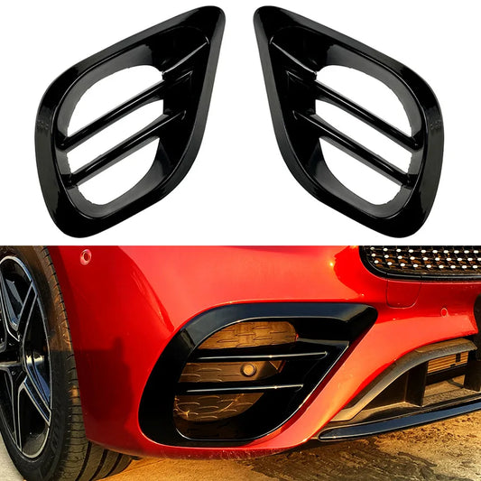 Front Fog Lamp Grille Decorative Covers Stickers For Mercedes Benz E Class W213 2021+ E260 E300 E53 AMG Side Vent Spoiler Trim