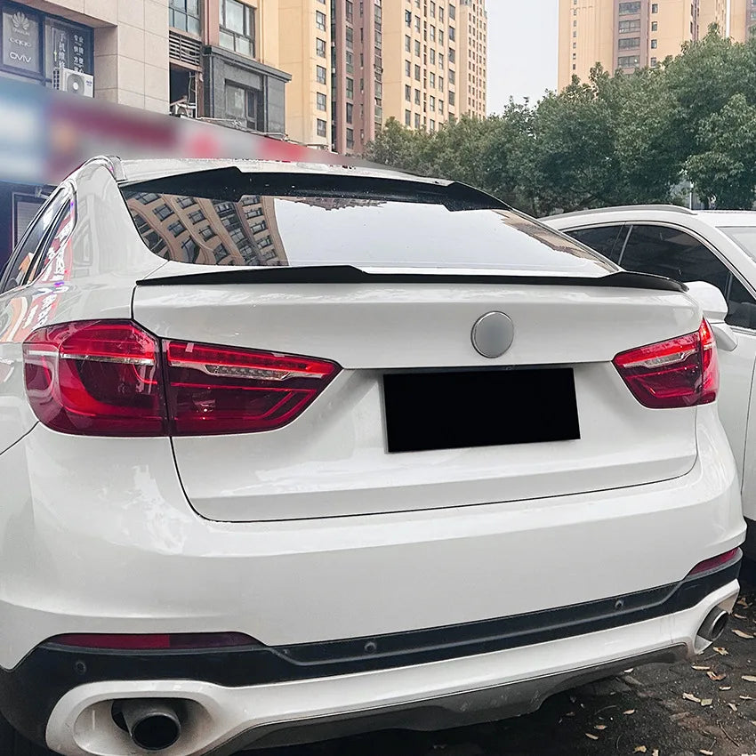 Trunk Lid Rear Spoiler Wing Diffuser for BMW X6 F16 2014-2019 X6M ABS Plastic Carbon Look Trim Cover Car Styling Accessories