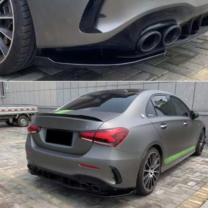 Car Rear Bumper Black Diffuser Side Splitters For Mercedes Benz A Class W177 V177 A35 A45 AMG 2019 2020 2021 2022 Canards Fins