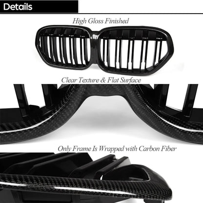 3*3 3K Carbon Fiber Front Bumper Kidney Grille for BMW X1 F48 LCI 2019 - 2022 sDrive18i sDrive20i sDrive16d sDrive18d sDrive20d