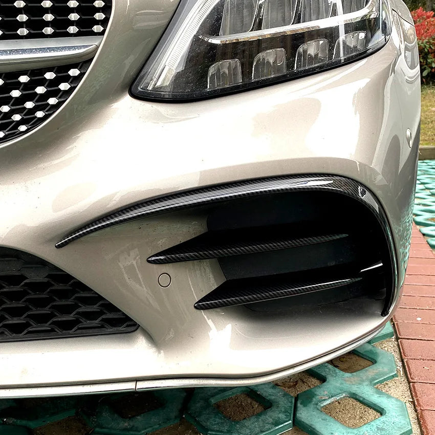 Car Front Bumper Spoiler Cover Fog Light Splitter Air Intake Grille Trim For Mercedes Benz C Class W205 AMG C200 C260  2019-2021