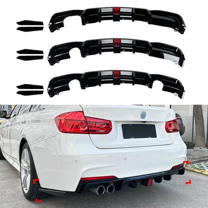 Car Rear Lip Splitter Diffuser Tail Lip for BMW 3 Series F30 MT 2013-2019 MP with Lights Rear Corner Spoiler Body Kits Styling