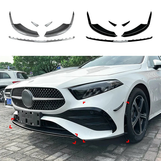 Front Bumper Lip Spoiler + Side Splitter Canard Body Kit for Mercedes Benz C Class W177 2023+ A180 A200 A35 AMG Car Accessories