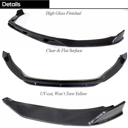 Carbon Fiber Printing Gloss Black Front Bumper Lip Spoiler for Volkswagen VW Passat B8 (pre-facelifted) 2014 - 2018