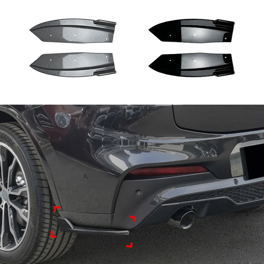 2 Pcs Rear Bumper Canard Lip Splitter Side Vent Kit For BMW X4 G02 M Sport 2018-2021 Black Diffuser Splitters Car Accessories