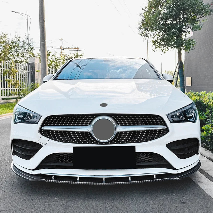 ABS Carbon Look /Gloss Black Front Bumper Lip Spoiler Body Kit for Mercedes Benz CLA Class C118 X118 2020-2023 AMG Accessories