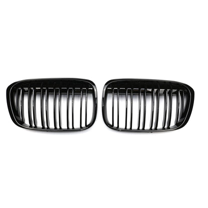 1 Pair Glazing Black Front Bumper Kidney Hood Grill Gloss Black Radiator Grille for BMW Pre-LCI Pre-facelift X1 F48 2016 - 2018